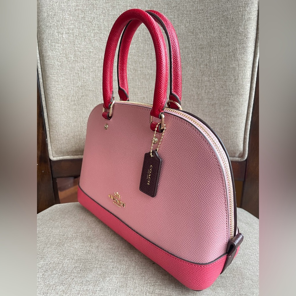 NWT！2PCS COACH SIERRA SATCHEL IN GEOMETRIC COLORBLOCK CROSSGRAIN LEATHER（F57499） - Picture 4 of 11